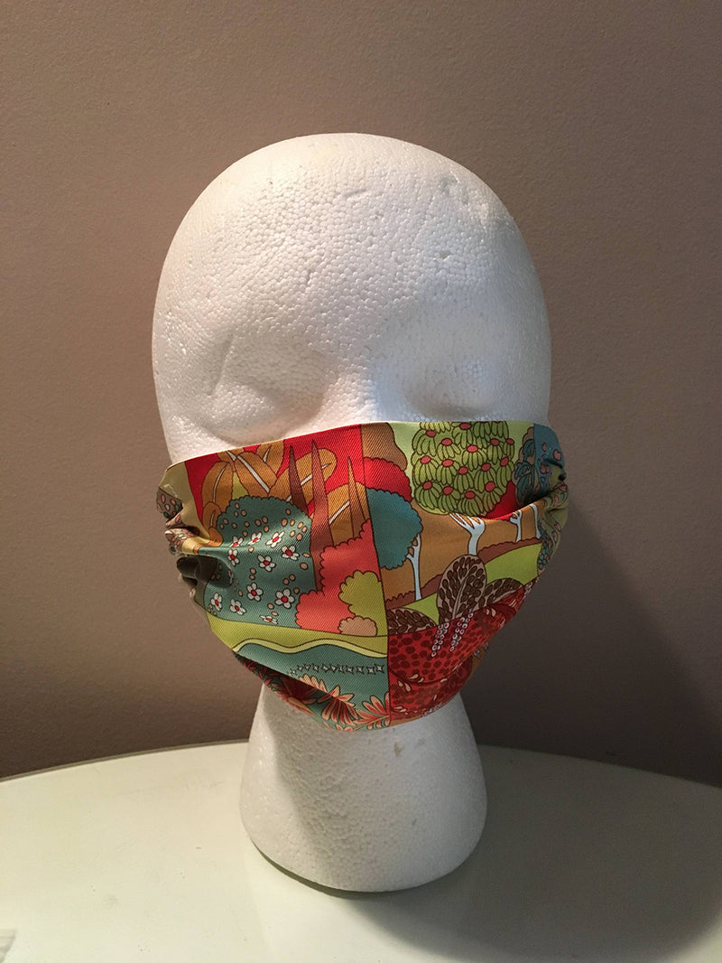 Handmade Hermes Tout en Quilt Silk Scarf Mask