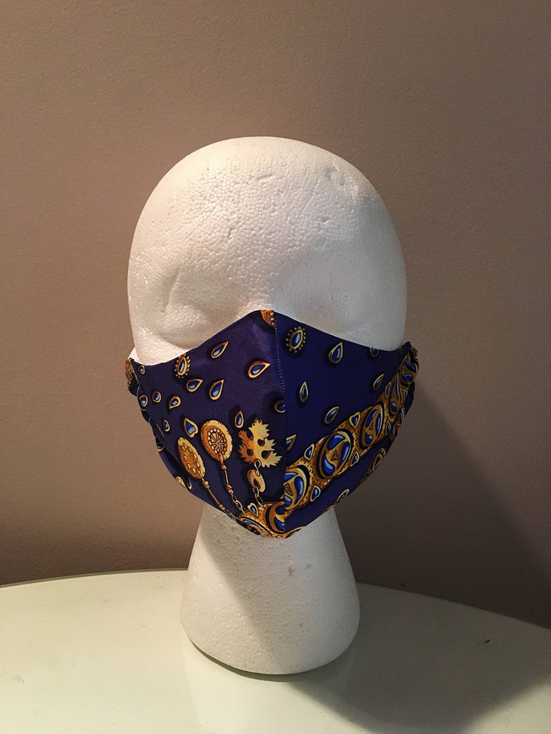 Handmade Hermes Blue Tresors Retrouves Silk Scarf Masque