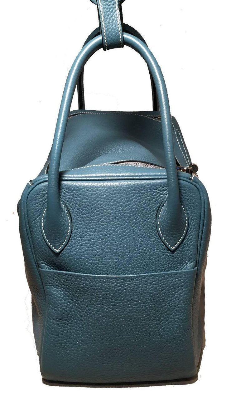 Hermes Blue Jean Clemence leather Lindy Bag