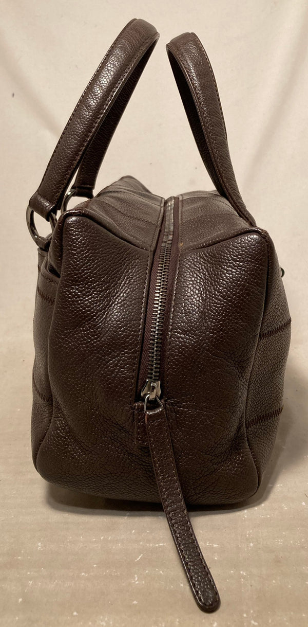 Chanel Brown Square Stitch Bowler Bag