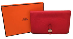 NWOT Hermes Red Togo Dogon Duo Wallet