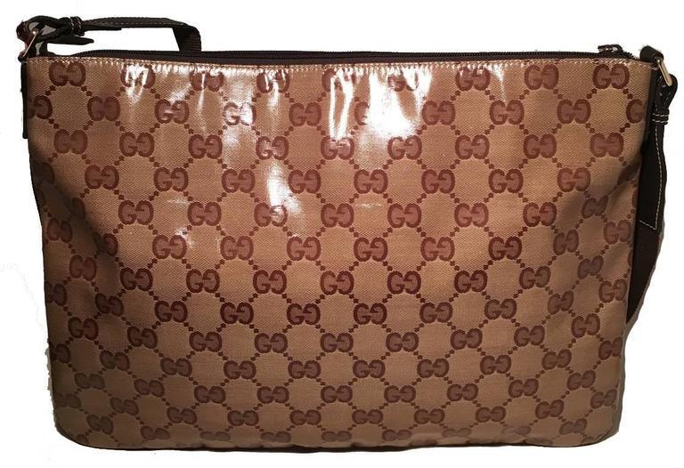 Gucci XL Coated Monogram Canvas Slim Messenger Shoulder Bag