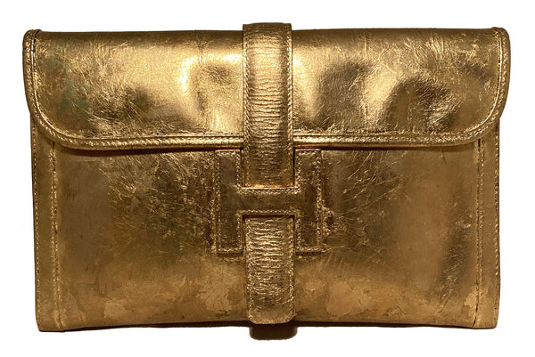 Hermes Kelly Pochette Clutch Gold Convertible Belt bag Vintage