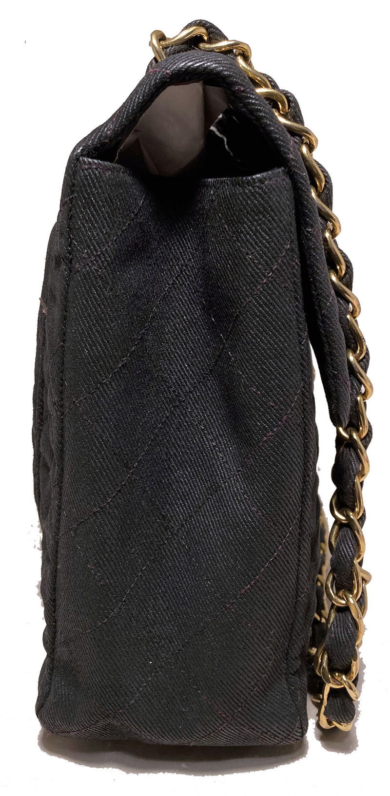Chanel Black Quilted Canvas Clutch with Chain and Foldable Tote Bag Silver Hardware (Very Good)