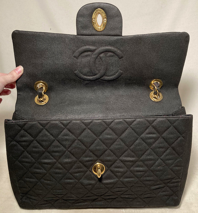 Chanel Black Leather Maxi Classic Double Flap Shoulder Bag Chanel