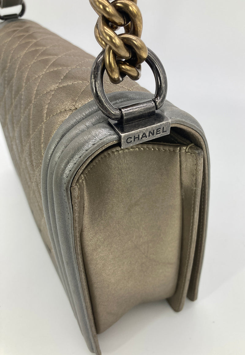Chanel Grey Quilted Leather Medium Boy Flap Bag Chanel