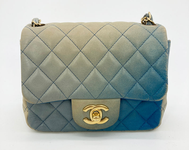 Chanel Blue Degrade Mini Square Classic Flap