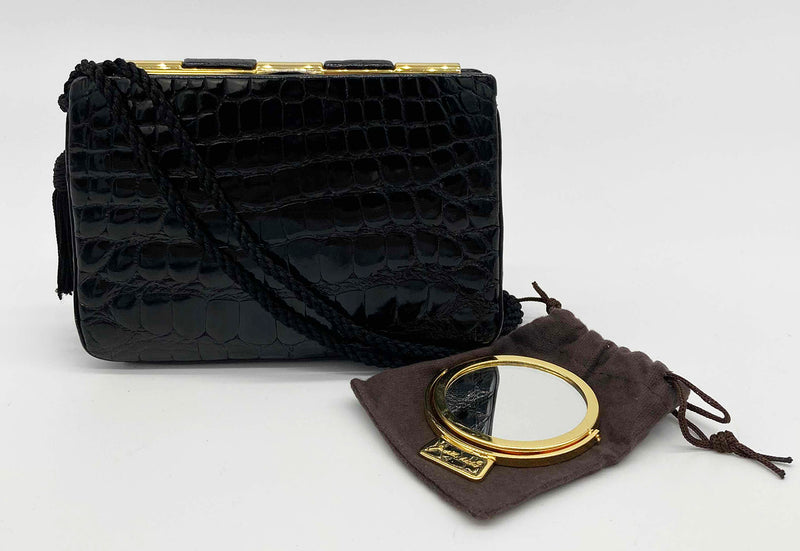 Judith Leiber Vintage Black Alligator Clutch