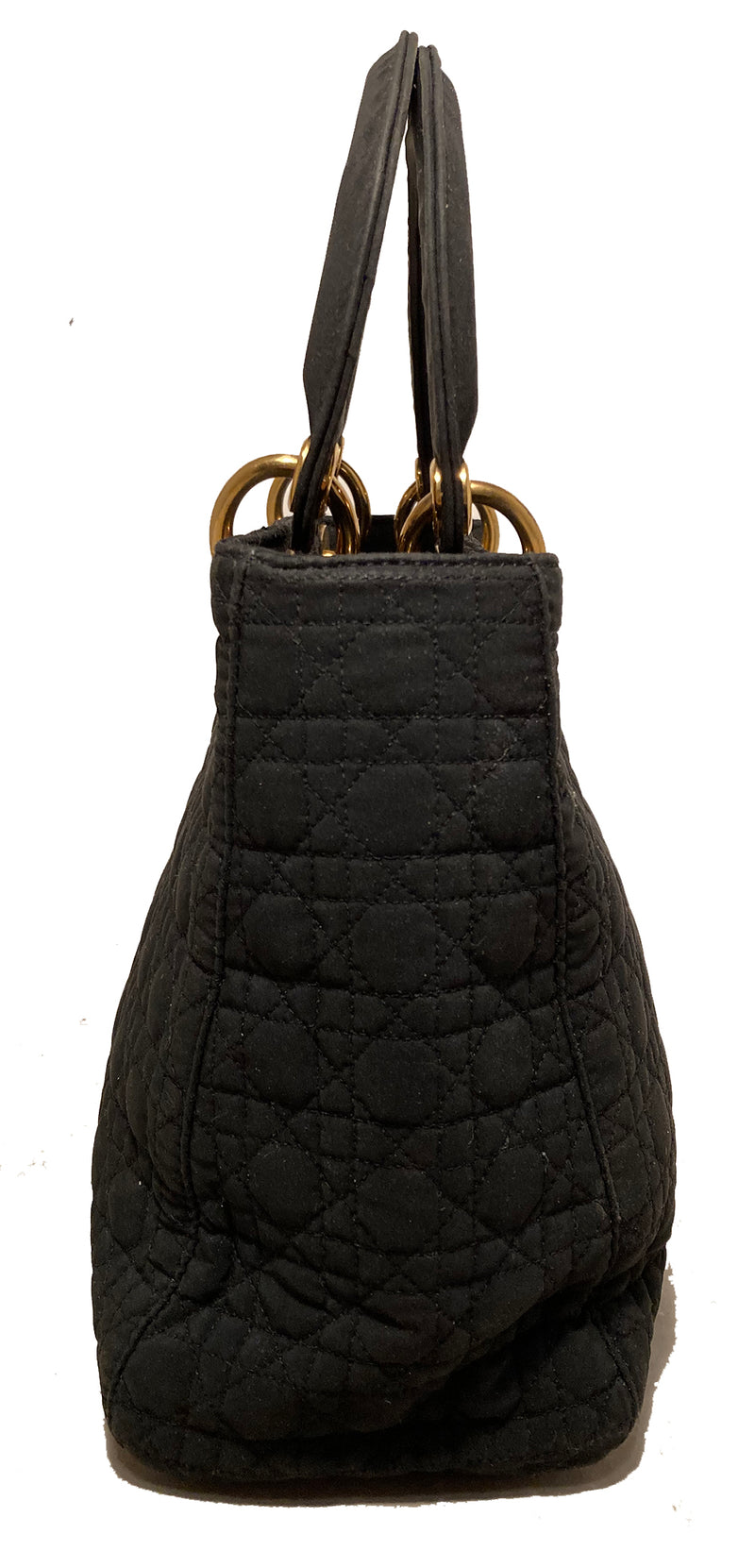 Christian Dior Black Cannage Quilted Nylon Large Lady Dior Bag at 1stDibs