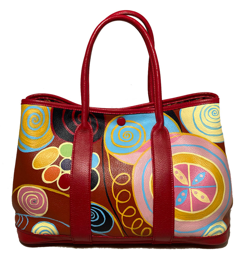 Hermes Red Leather Hand Painted Garden Party 30 – Ladybag International