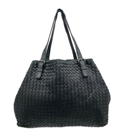 Bottega Veneta Black Woven Leather Shoulder Bag Tote