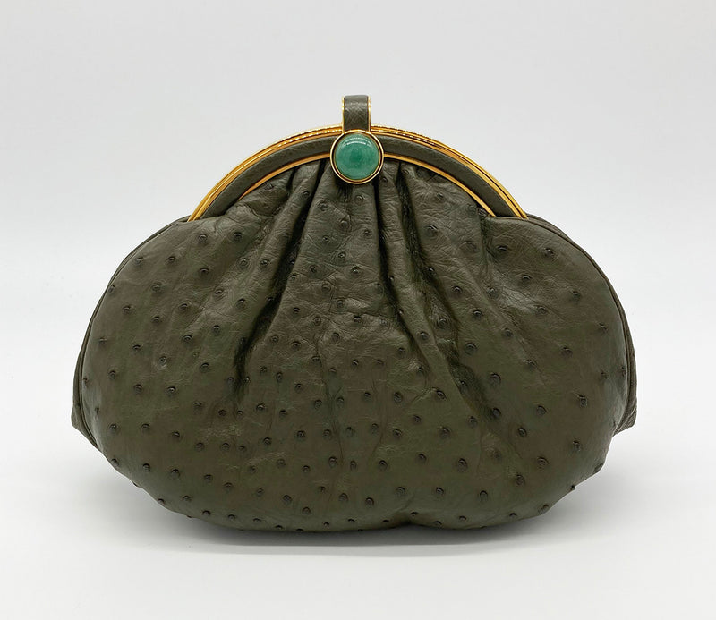 Vintage Judith Leiber Green Ostrich Clutch – Ladybag International