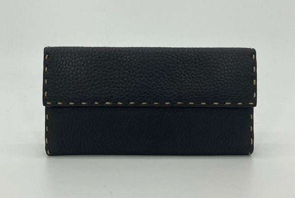 Fendi Dark Brown Selleria Leather Continental Wallet