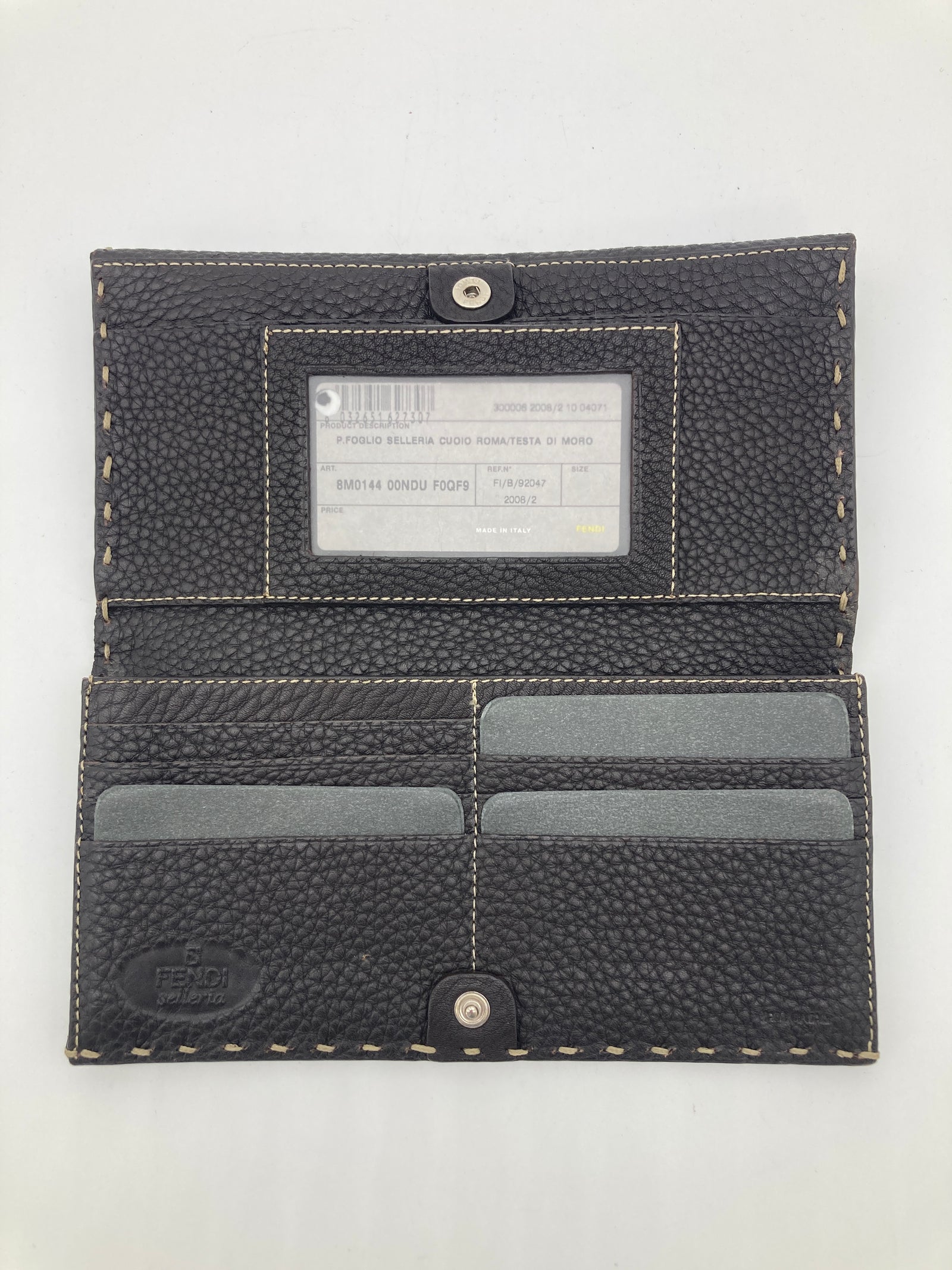 【関税&送料込】Fendi Dark Brown Leather Selleria Wallet Fendi Dark Brown Selleria Leather Continental Wallet