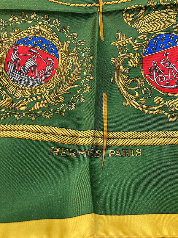 Hermes Vintage Les Armes de Paris Silk Scarf c1950s