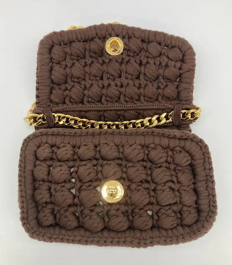 Bottega Veneta Brownie Classic Brown Crochet Flap Bag