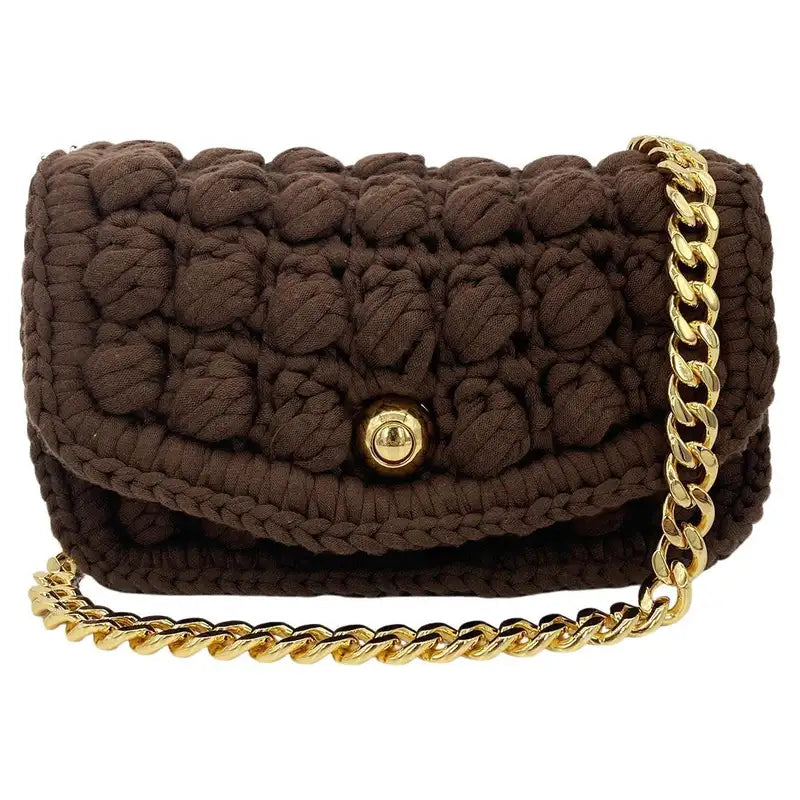Bottega Veneta Brownie Classic Brown Crochet Flap Bag – Ladybag  International